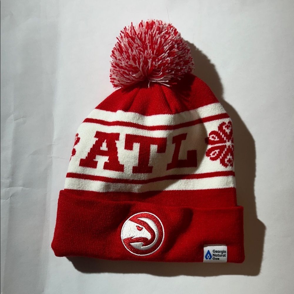 Atlanta Hawks Red and White ATL Beanie